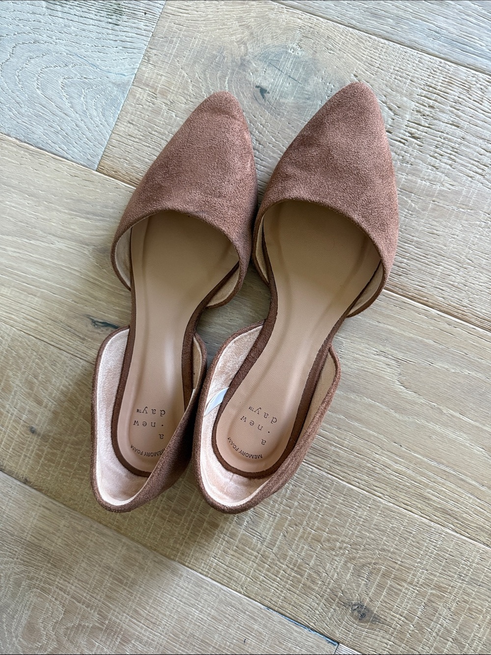 a new day Pointed D'Orsay Flats in Dusty Rose Brown Suede